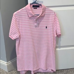 Ralph Lauren Custom Fit Pink w/ White Stripes Polo